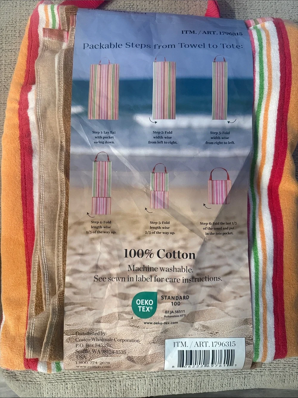 Pink Striped Beach Towel Mat - Lightweight Travel Towel